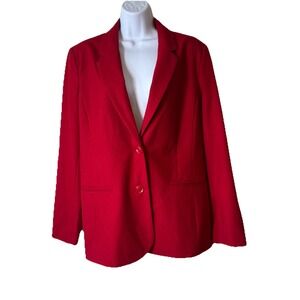 Chadwicks of Boston Red Wool Blend Blazer Women's 14 Jacket Lined Classic Career
